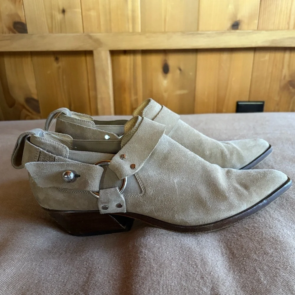 Rag & Bone Light Sand Westin Harness Suede Ankle Boots size 39.5